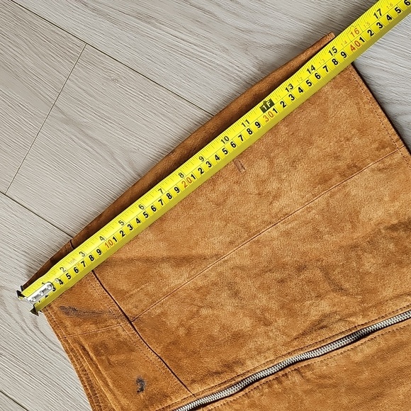 Anthropologie Six Crisp Days Genuine Suede Front Zip Up Mini Skirt Large *flaws* - Picture 9 of 17